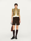 INTO THE EAST 25 Autumn/Winter Sheepskin and Tussah Silk Printed Vest ITE-E1DGAW012GR21VE-LV Green
